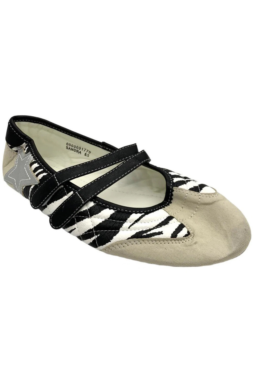 ShuShop Women's Sandra Sneakerina Flat Zebra Print - Medium